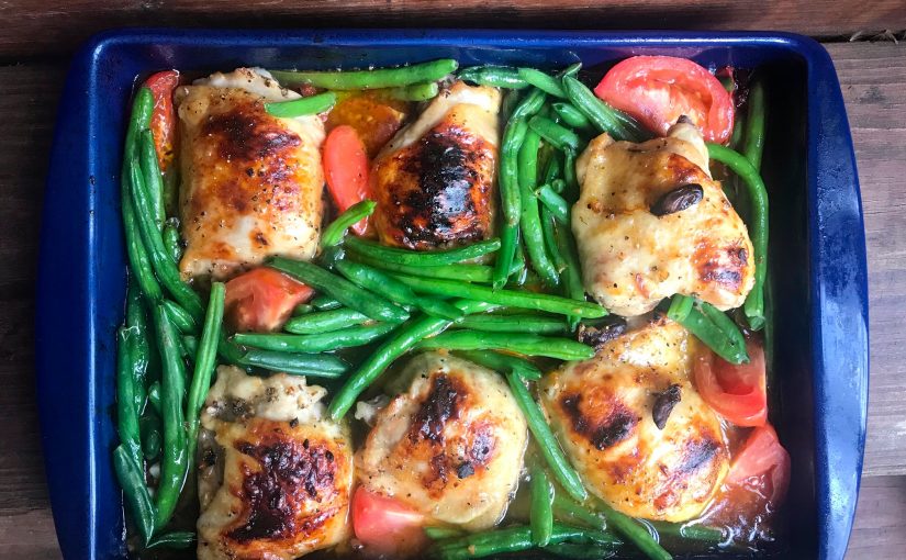 Roast Chicken with Green Beans, Tomatoes, and Olives